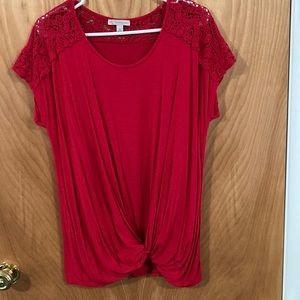 Dress Barn red top. Scrunched on the bottom. Size S.